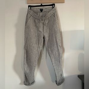J.Crew linen cotton blend stripe pants with drawstring